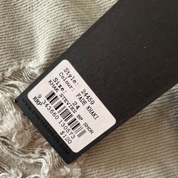 NWT 24-RUNs BIG 27! Green One Teaspoon Khaki Stevies Slim-Fit Boyfriend Short - Picture 6 of 6